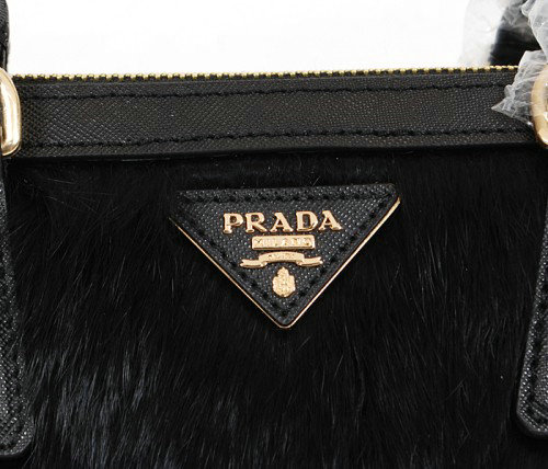 2014 Prada cony hair tote BN2274 black - Click Image to Close
